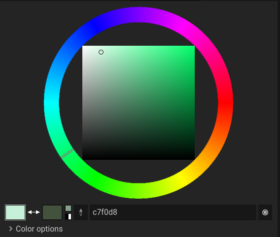 Screenshot of Pixelorama's new color picker panel