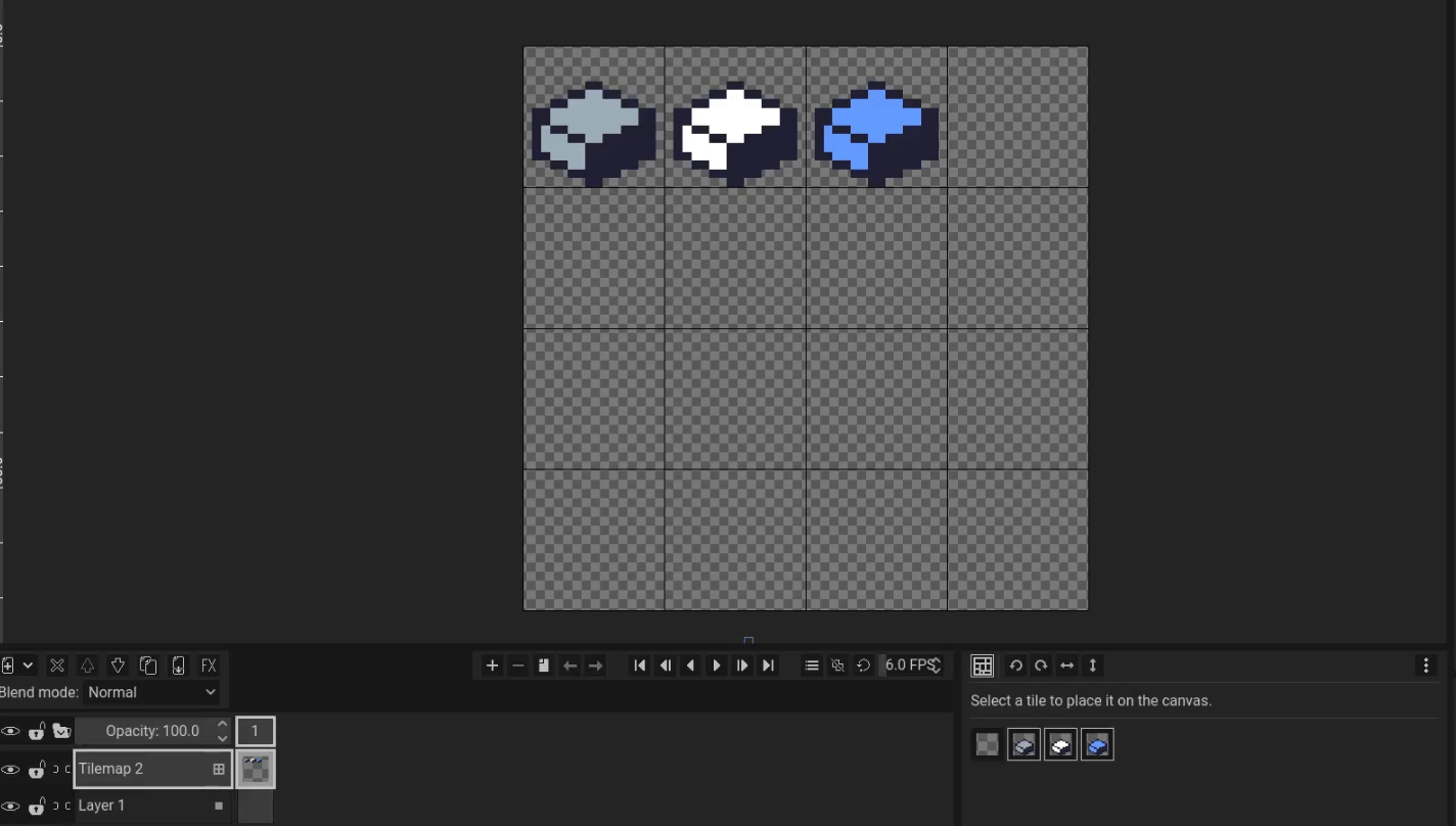 A GIF of a tilemap layer with place-only mode enabled, placing isometric tiles.